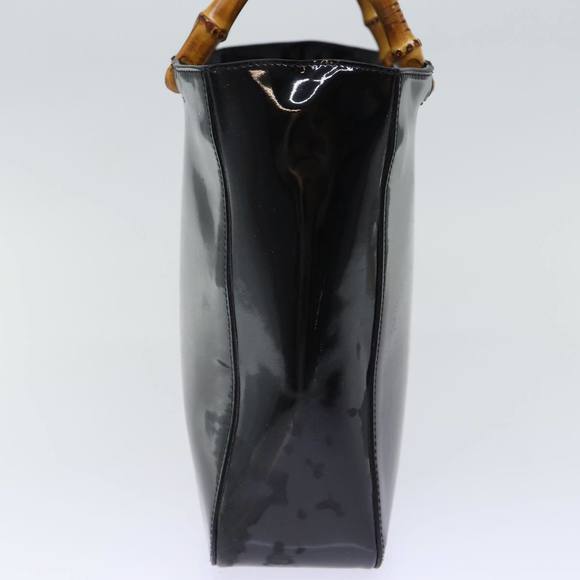 GUCCI Bamboo Hand Bag Enamel Black 93152 212792 Auth ep4078 - Picture 4 of 16
